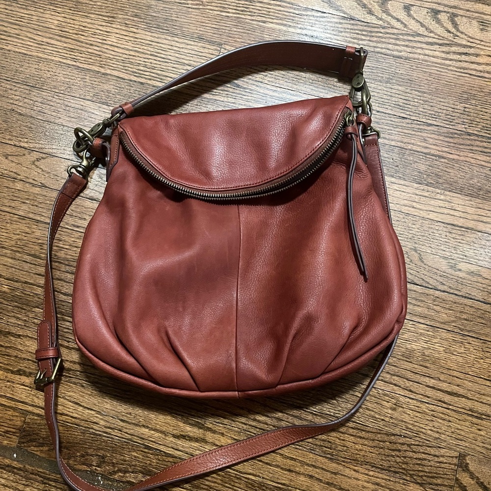 Chic Margot New York Leather Hobo Bag in Rich Brown